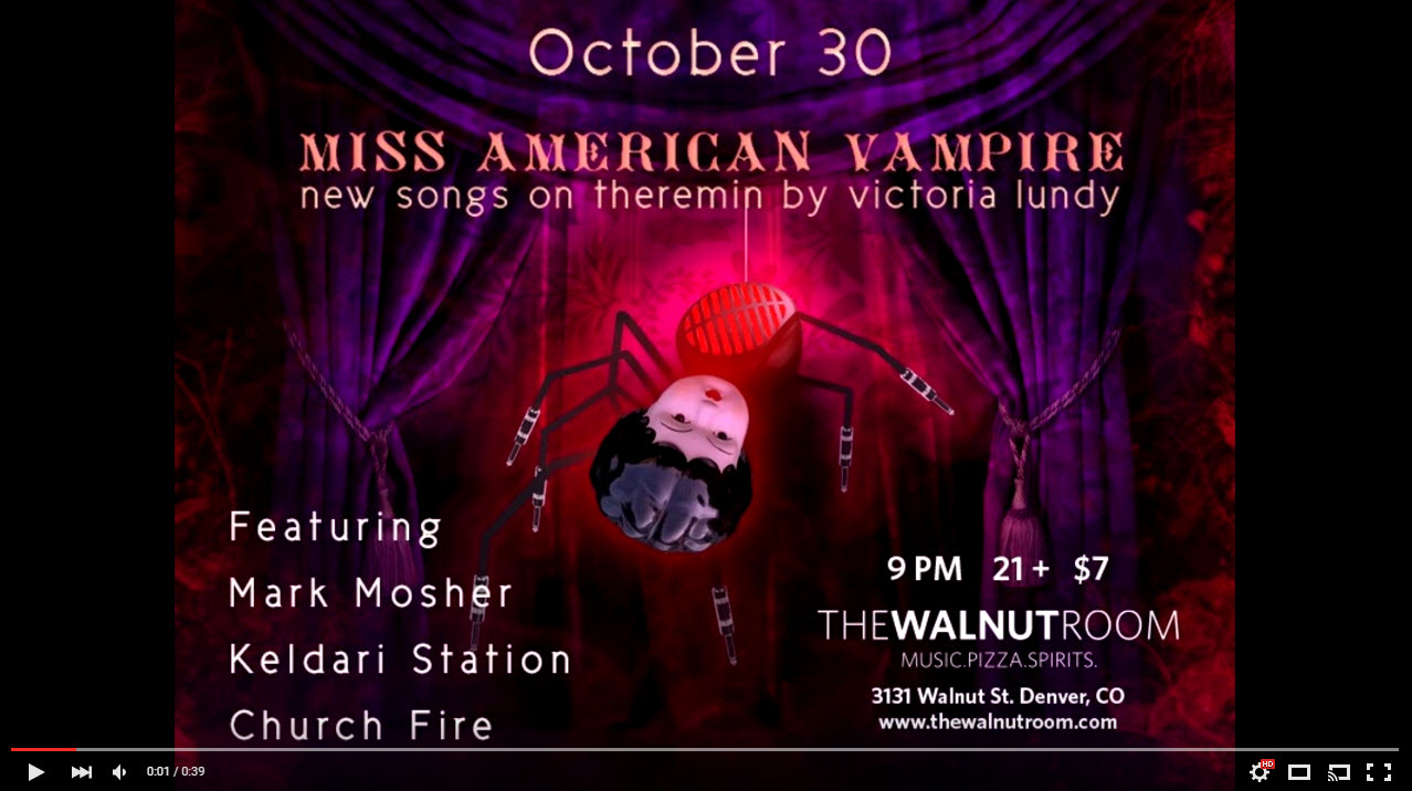 Teaser Video for Oct 30th Miss America Vampire Halloween Concert at Walnut Room Denver