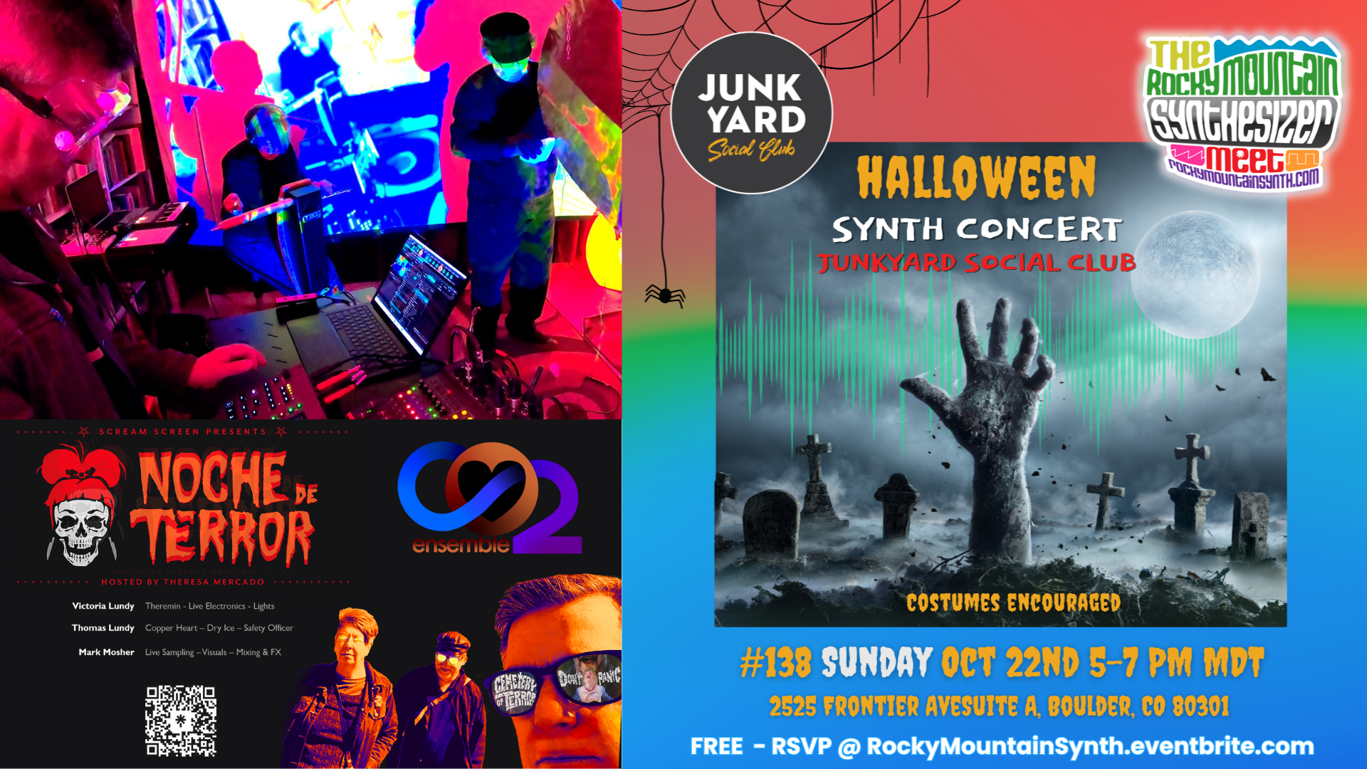 Hosting Rocky Mountain Synthesizer Meet Halloween Party + Playing a Carbon Dioxide Ensemble Set + CO2E Highlight Video from 2022 Halloween at Denver Film Center