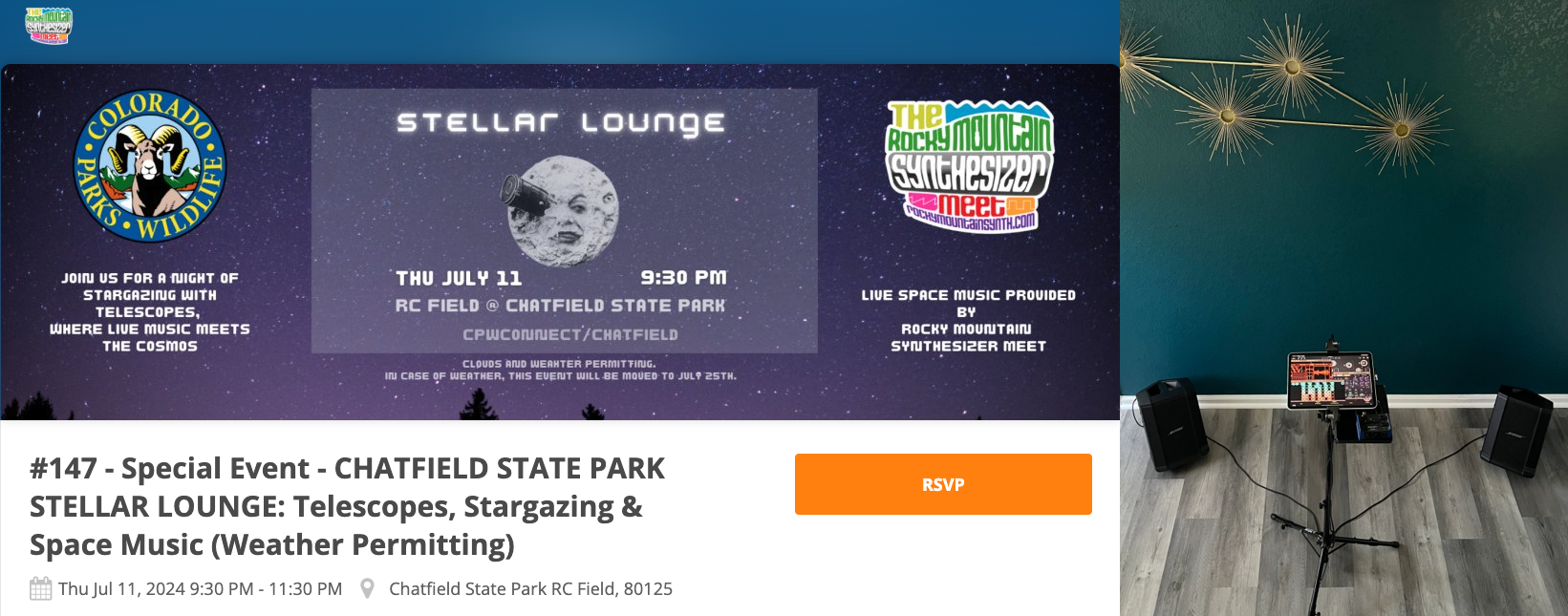 Performing Space Music for Colorado Parks & Wildlife STELLAR LOUNGE Stargazing Event
