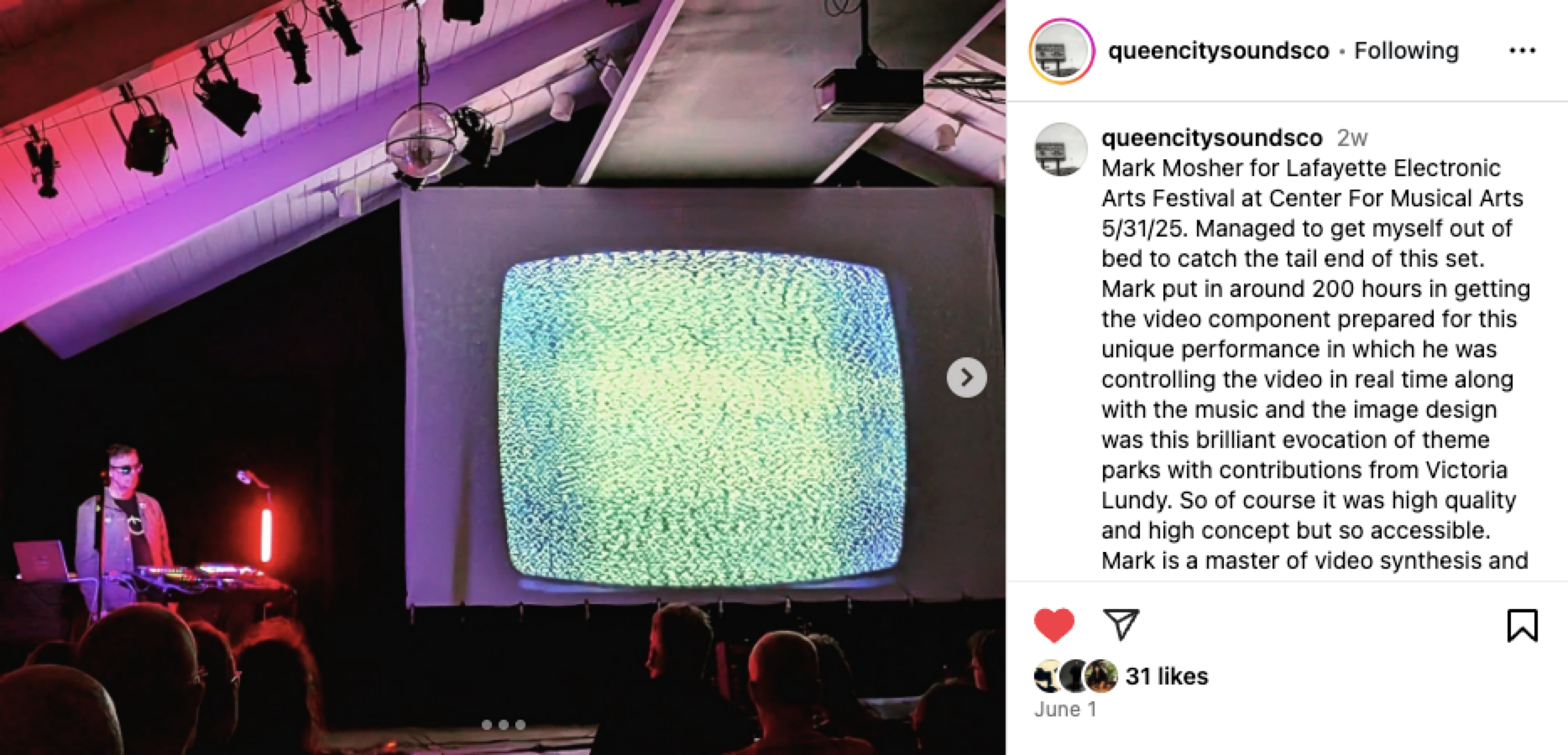 Beautiful Tomorrows LEAF Performance “Mark is a master of video synthesis and this was another level even for him which is saying something…”